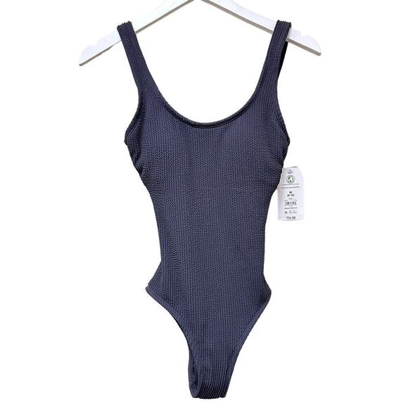 Time and Tru Other - Time and Tru NWT Missy Black Rib Knit Full Coverage One Piece Swimsuit Size M